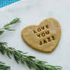 Personalised heart shaped biscuits